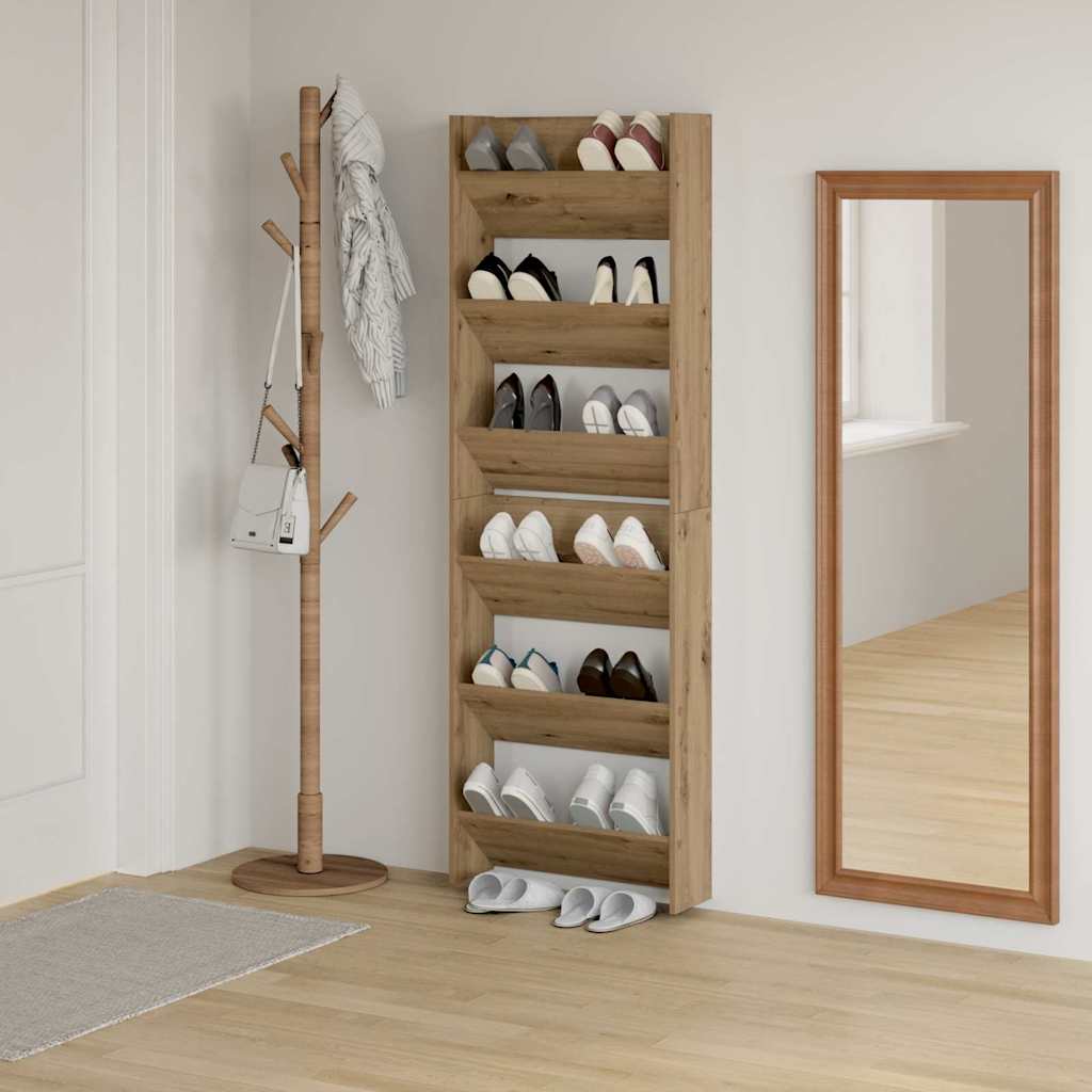 Sko skab 2 stk. 60 x 18 x 90 cm Konstrueret træ Artisan-eg