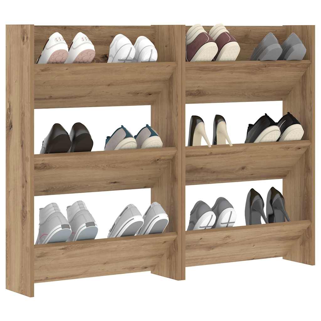 Sko skab 2 stk. 60 x 18 x 90 cm Konstrueret træ Artisan-eg