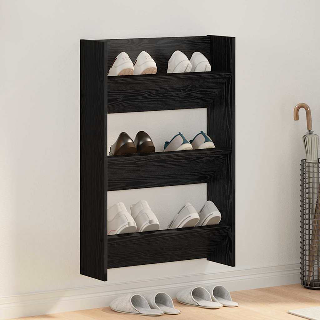 Sko skab 60 x 18 x 90 cm Konstrueret træ Sort eg