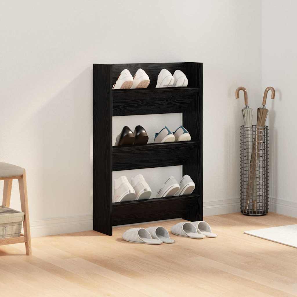 Sko skab 60 x 18 x 90 cm Konstrueret træ Sort eg