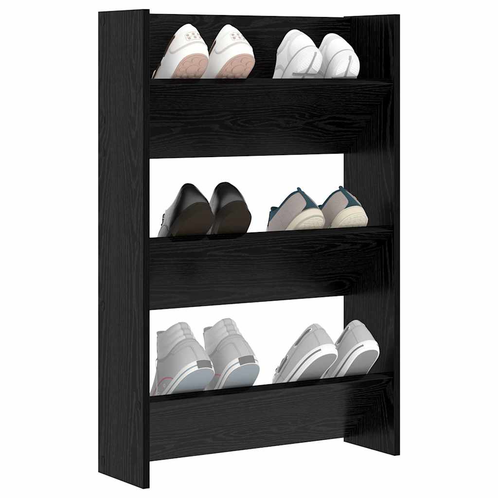 Sko skab 60 x 18 x 90 cm Konstrueret træ Sort eg