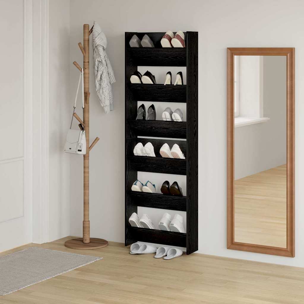 Sko skab 2 stk. 60 x 18 x 90 cm Konstrueret træ Sort eg