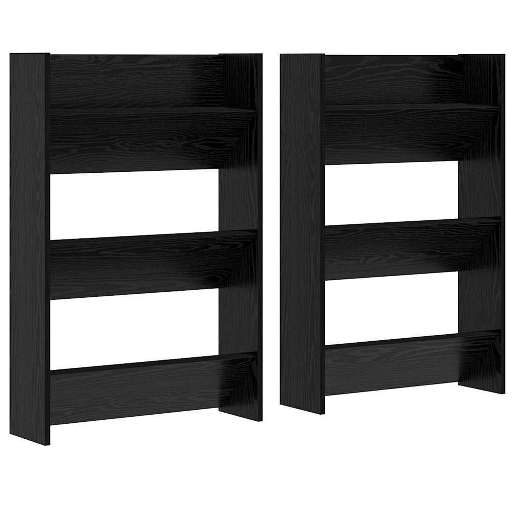 Sko skab 2 stk. 60 x 18 x 90 cm Konstrueret træ Sort eg