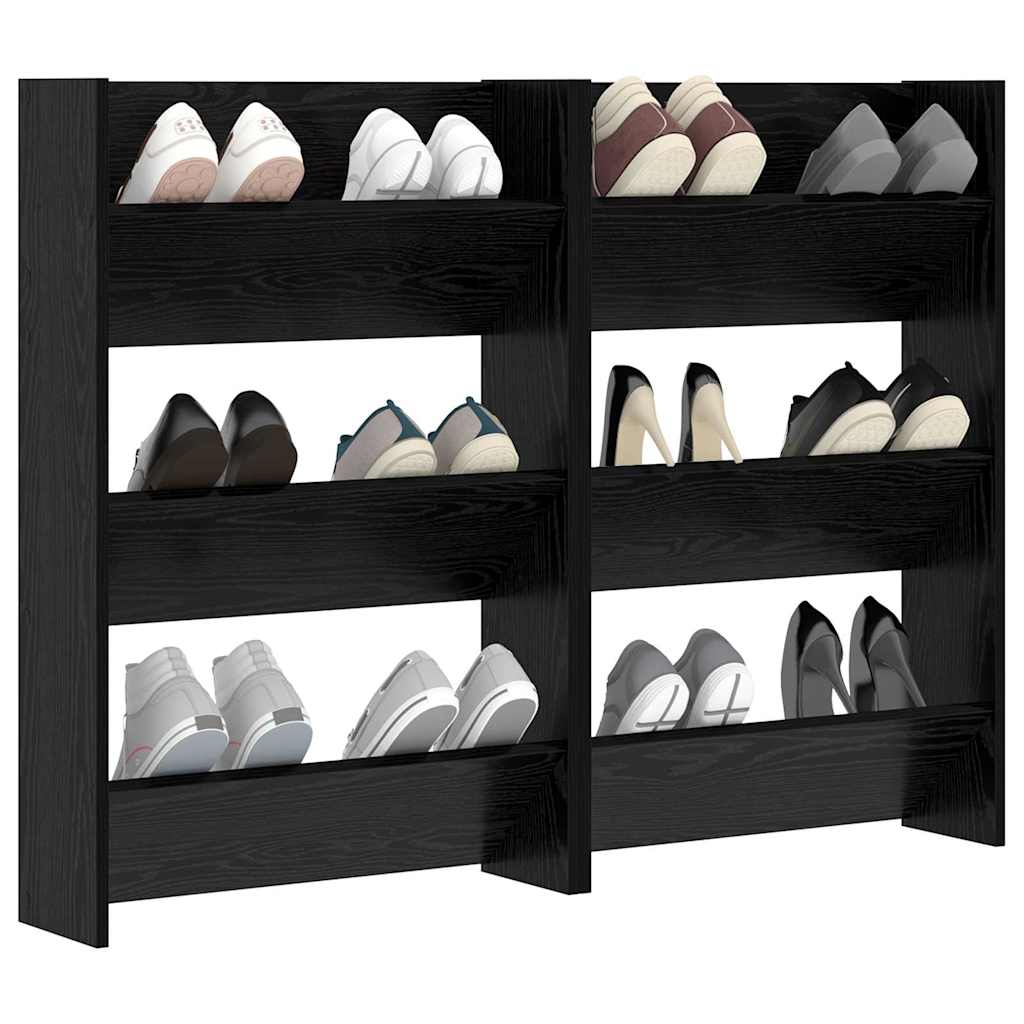 Sko skab 2 stk. 60 x 18 x 90 cm Konstrueret træ Sort eg