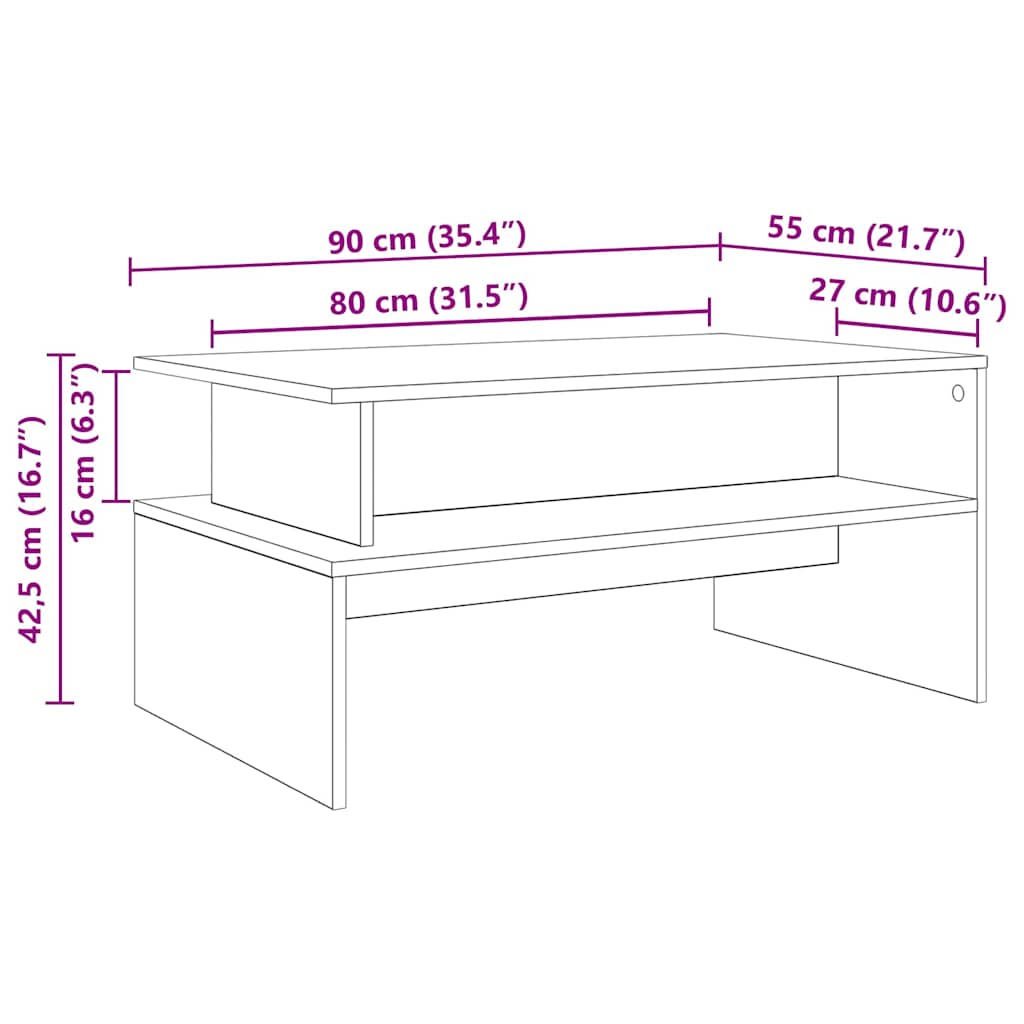 Sofabord Gammelt træ 90 x 55 x 42,5 cm Konstrueret træ