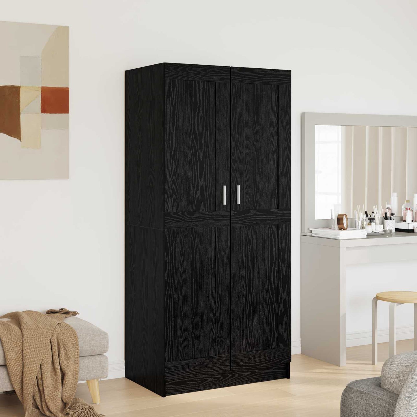 Garderobeskab Sort eg 82,5 x 51,5 x 180 cm Konstrueret træ
