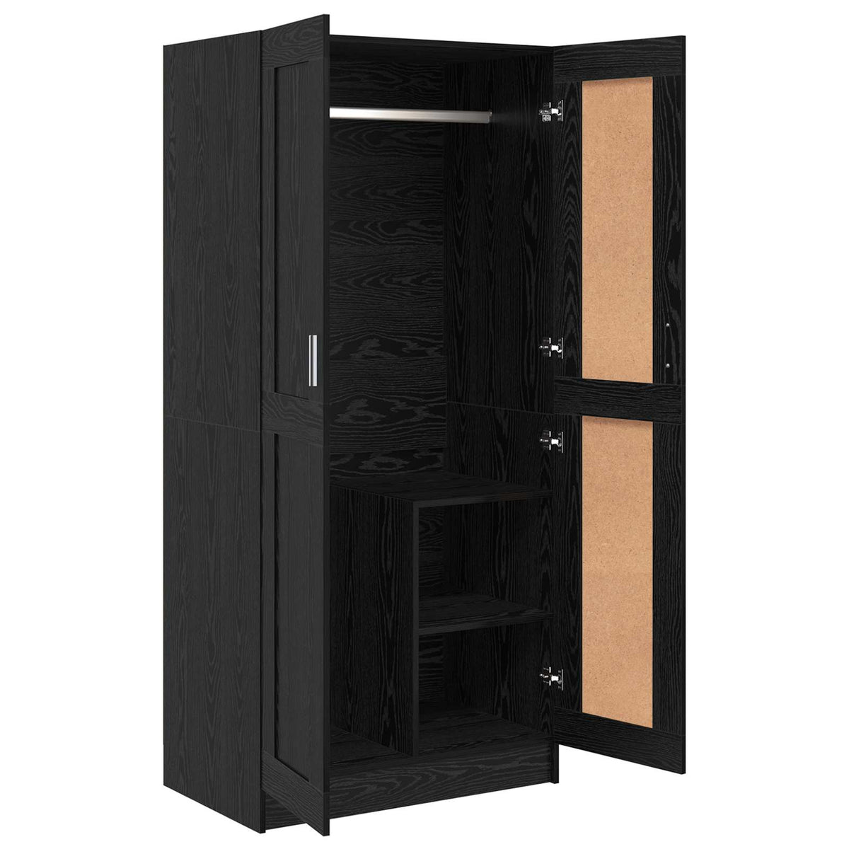 Garderobeskab Sort eg 82,5 x 51,5 x 180 cm Konstrueret træ