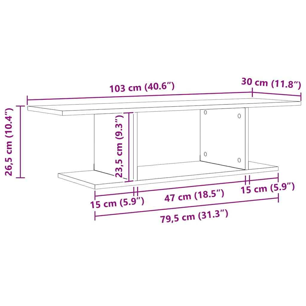 TV-møbelsæt 103 x 30 x 26,5 cm Brun Konstrueret træ