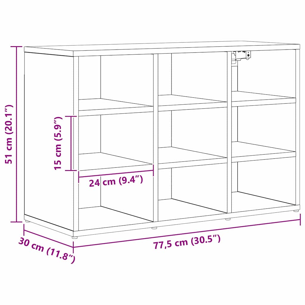 Sko skab 77,5 x 30 x 51 cm Konstrueret træ Gammelt træ