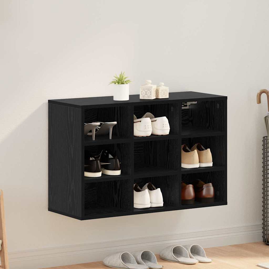 Sko skab 77,5 x 30 x 51 cm Konstrueret træ Sort eg