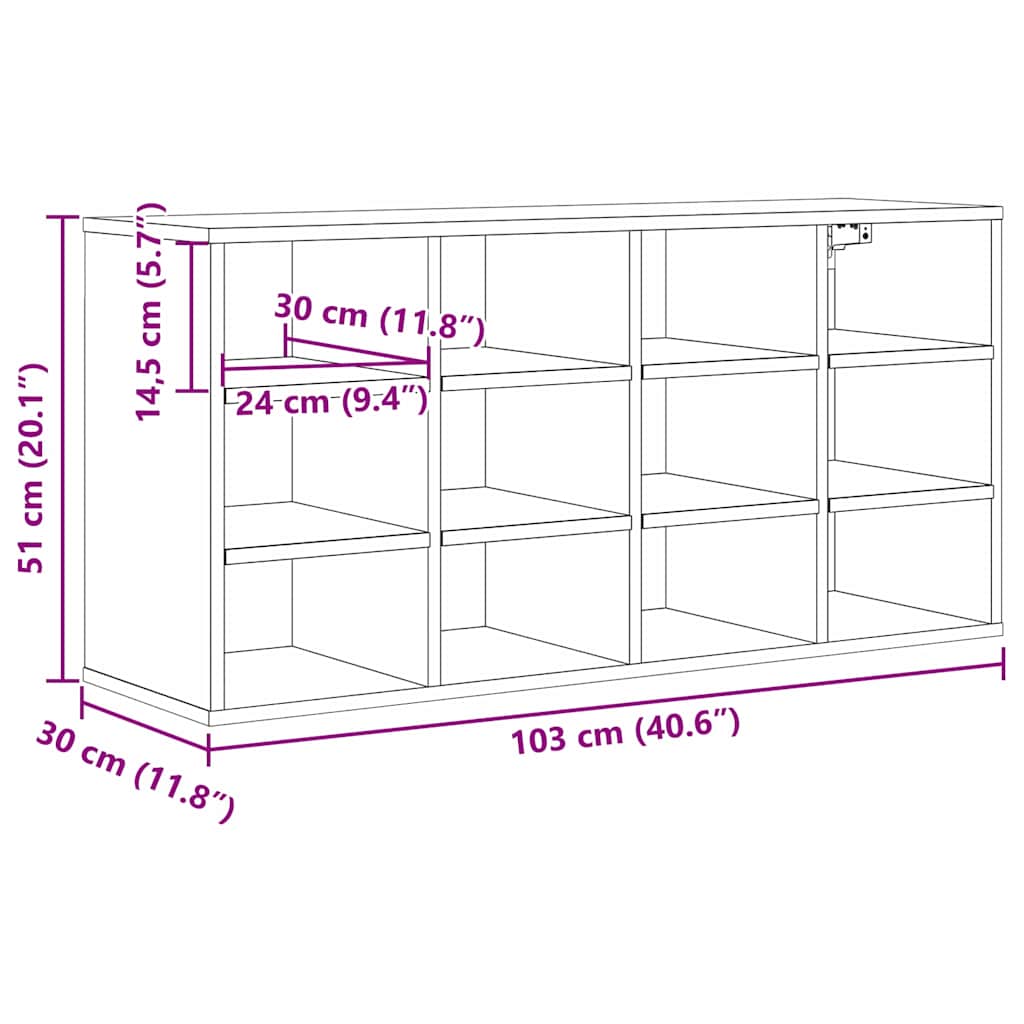 Sko skab 103 x 30 x 51 cm Konstrueret træ Gammelt træ