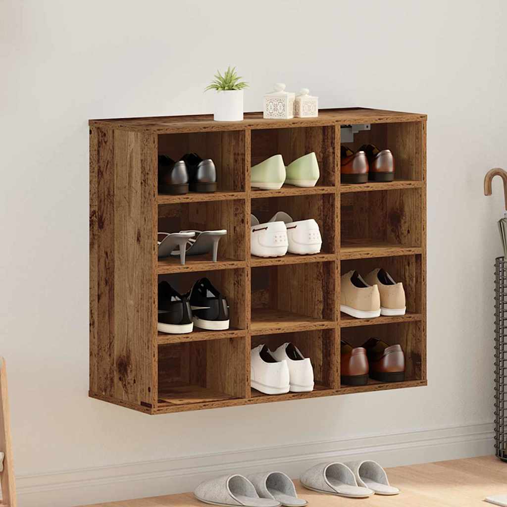 Sko skab 77,5 x 30 x 67 cm Konstrueret træ Gammelt træ