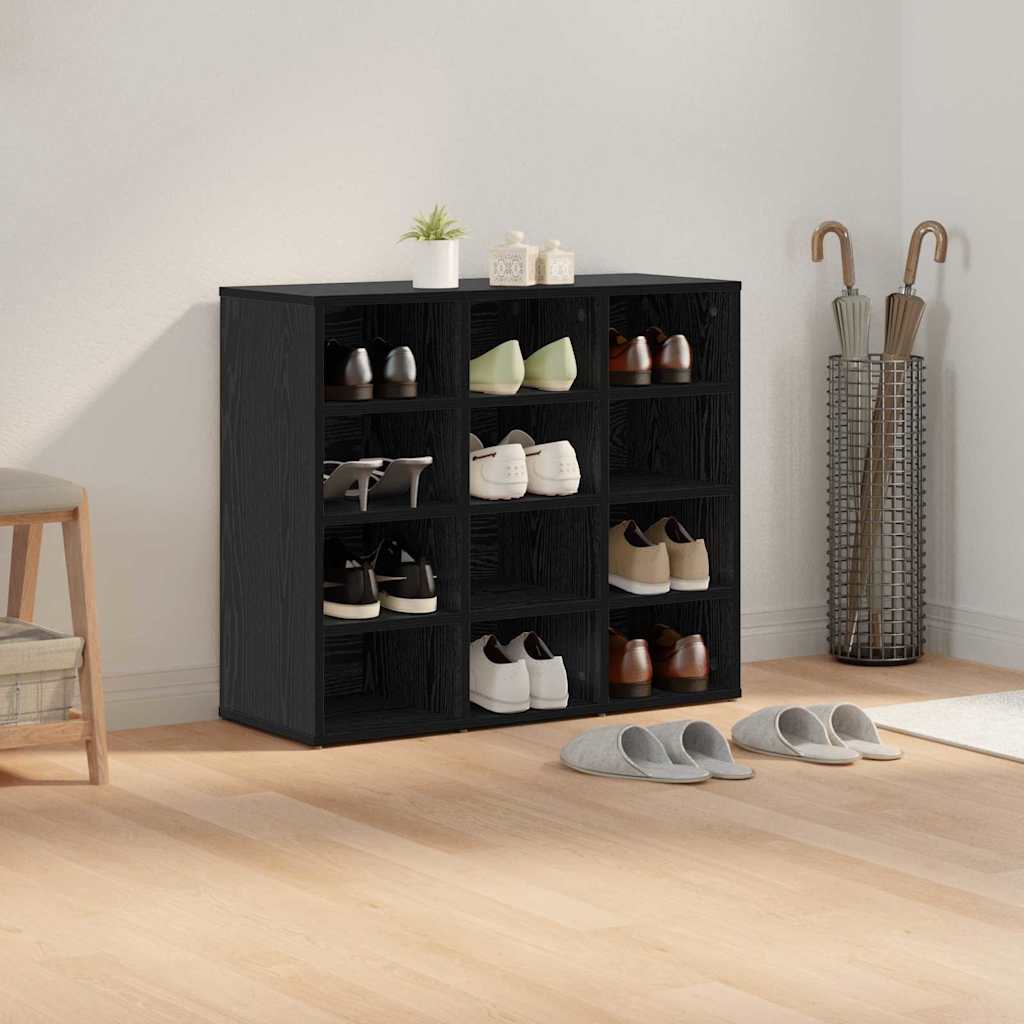 Sko skab 77,5 x 30 x 67 cm Konstrueret træ Sort eg
