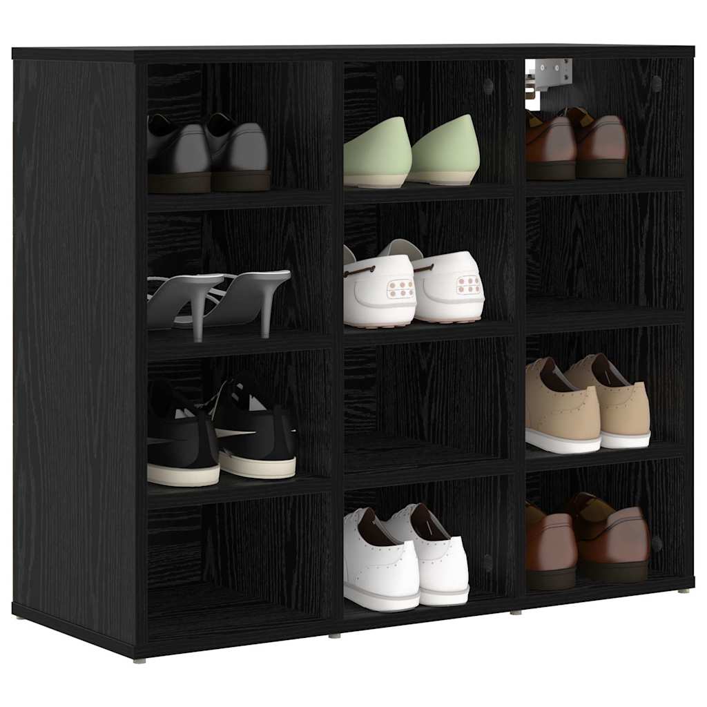 Sko skab 77,5 x 30 x 67 cm Konstrueret træ Sort eg
