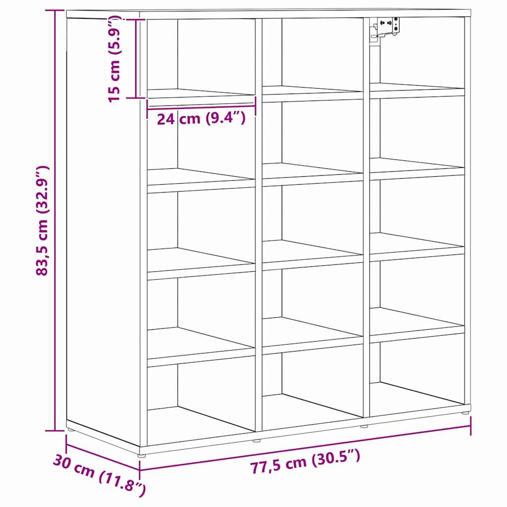 Sko skab 77,5 x 30 x 83,5 cm Konstrueret træ Gammelt træ