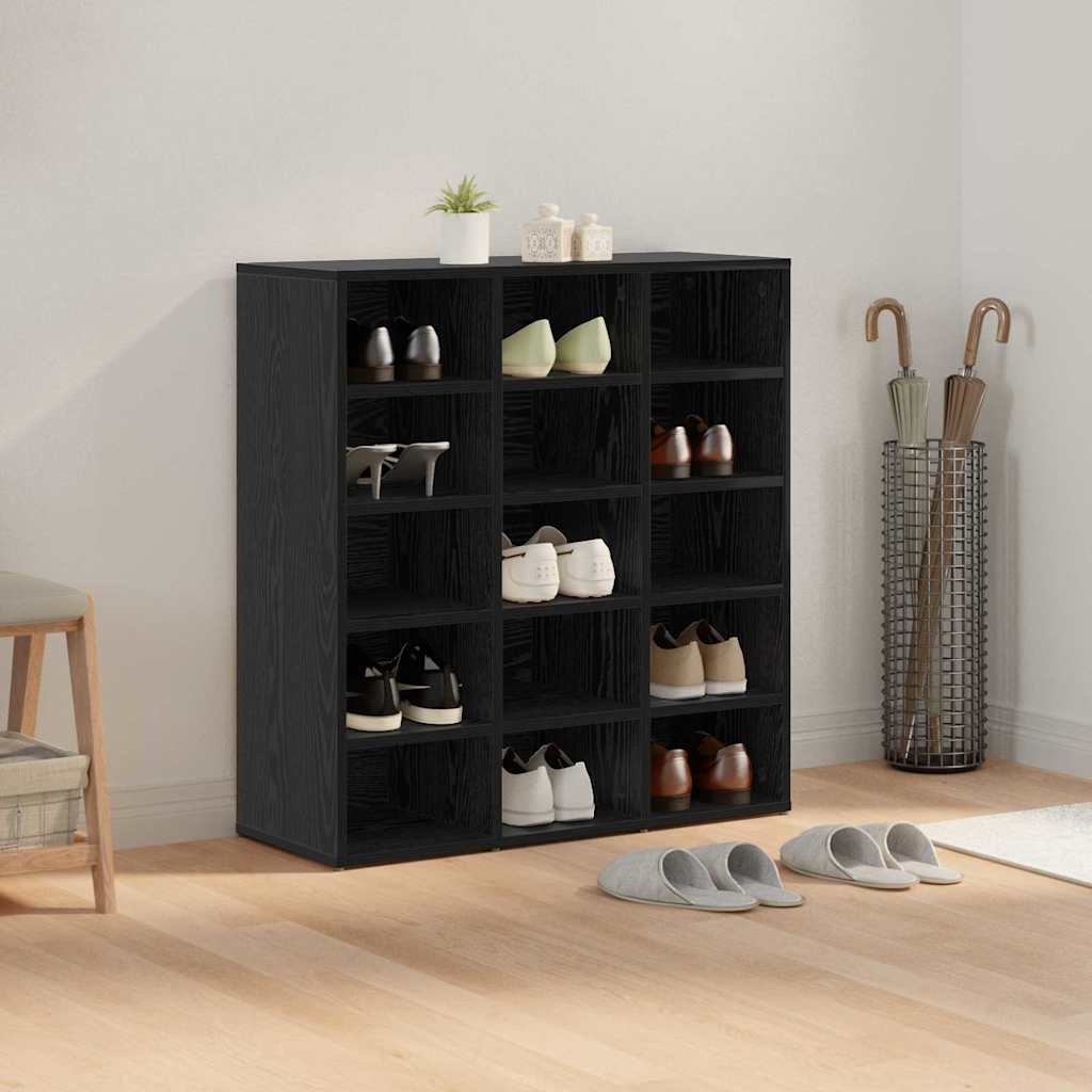 Sko skab 77,5 x 30 x 83,5 cm Konstrueret træ Sort eg
