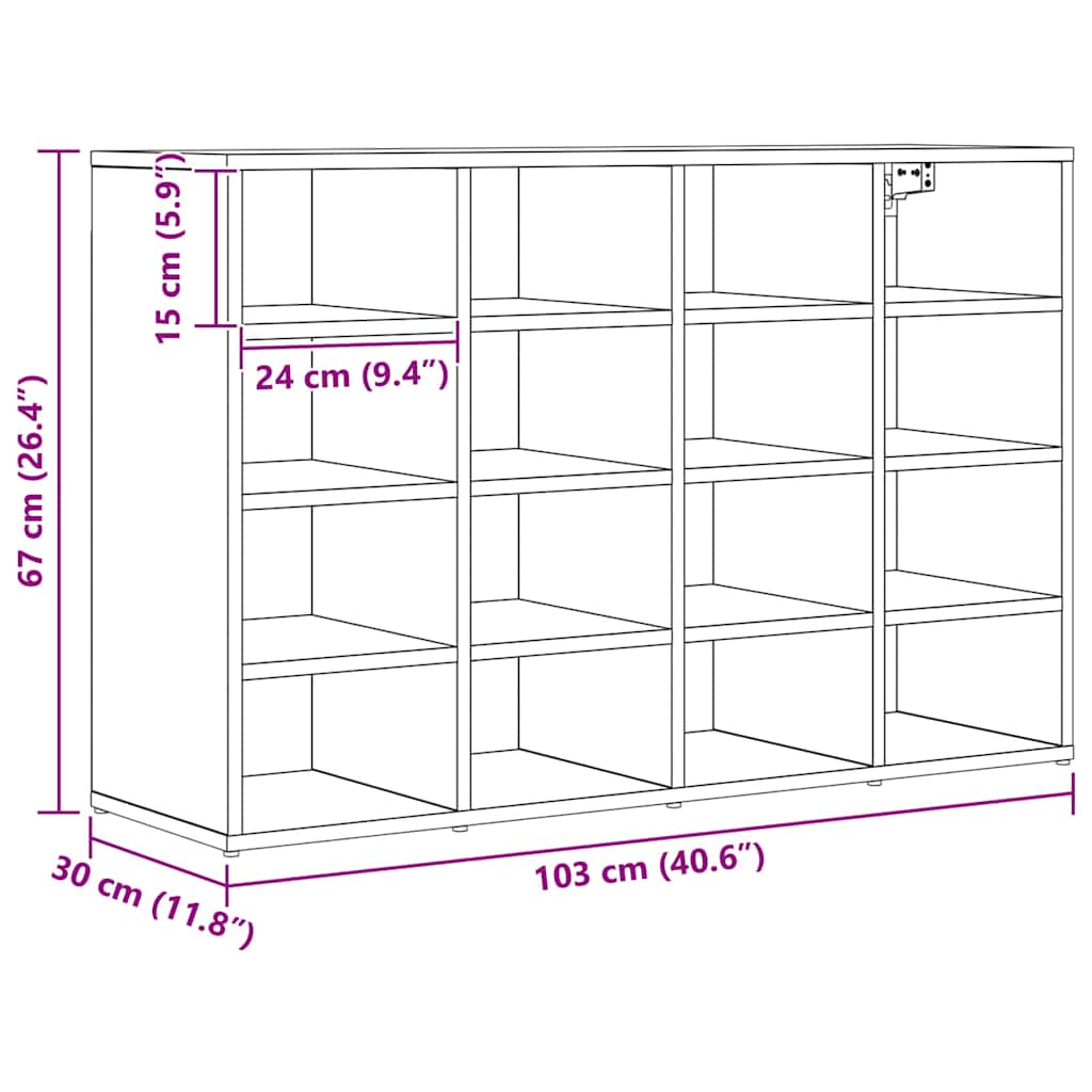 Sko skab 103 x 30 x 67 cm Konstrueret træ Gammelt træ