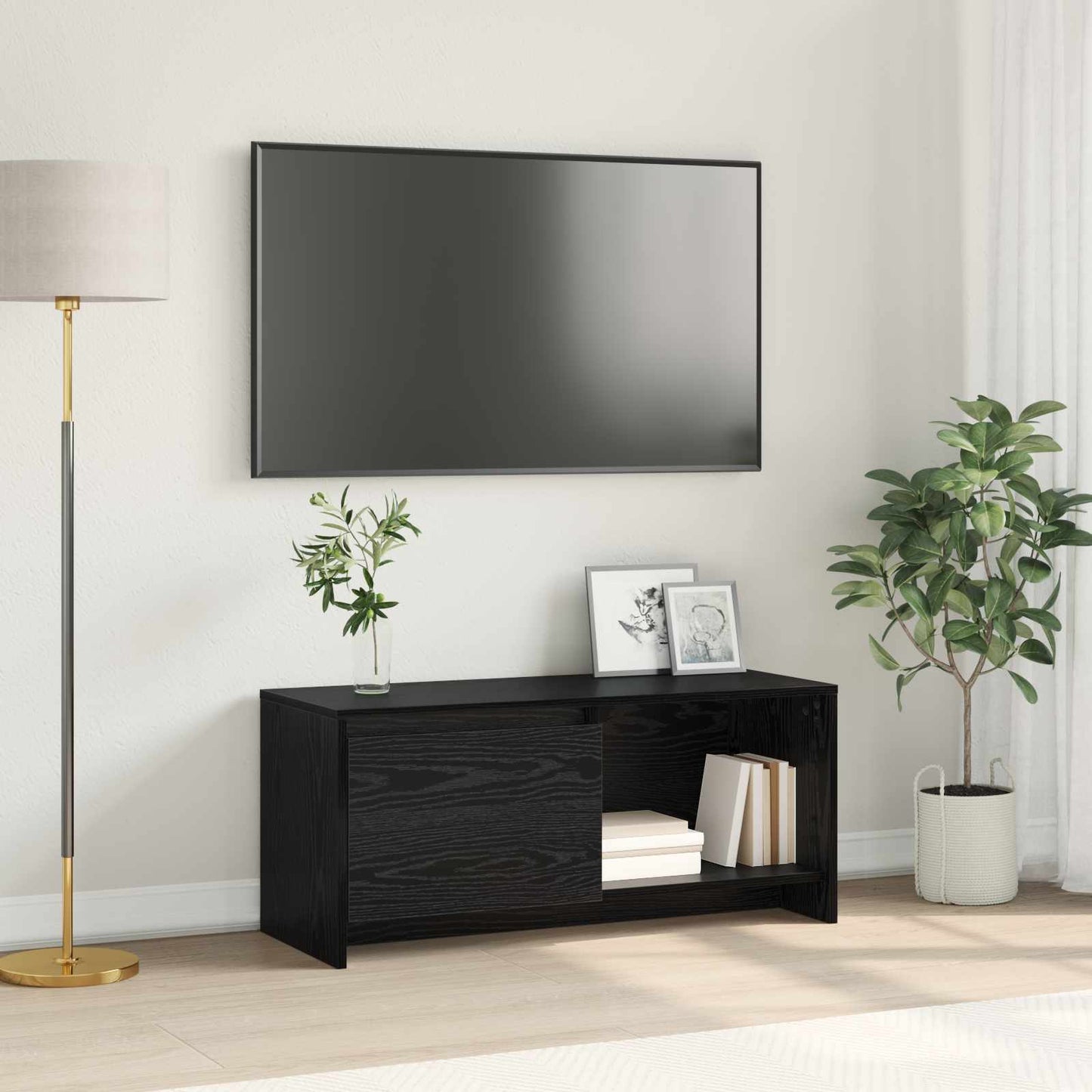 TV-møbelsæt 90 x 35 x 40 cm Sort eg Konstrueret træ