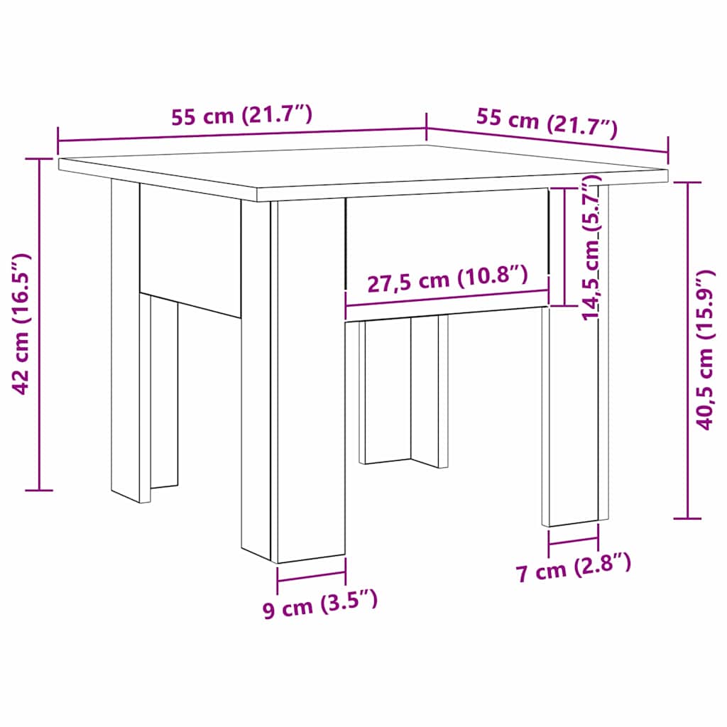 Sofabord Gammelt træ 55 x 55 x 42 cm Konstrueret træ