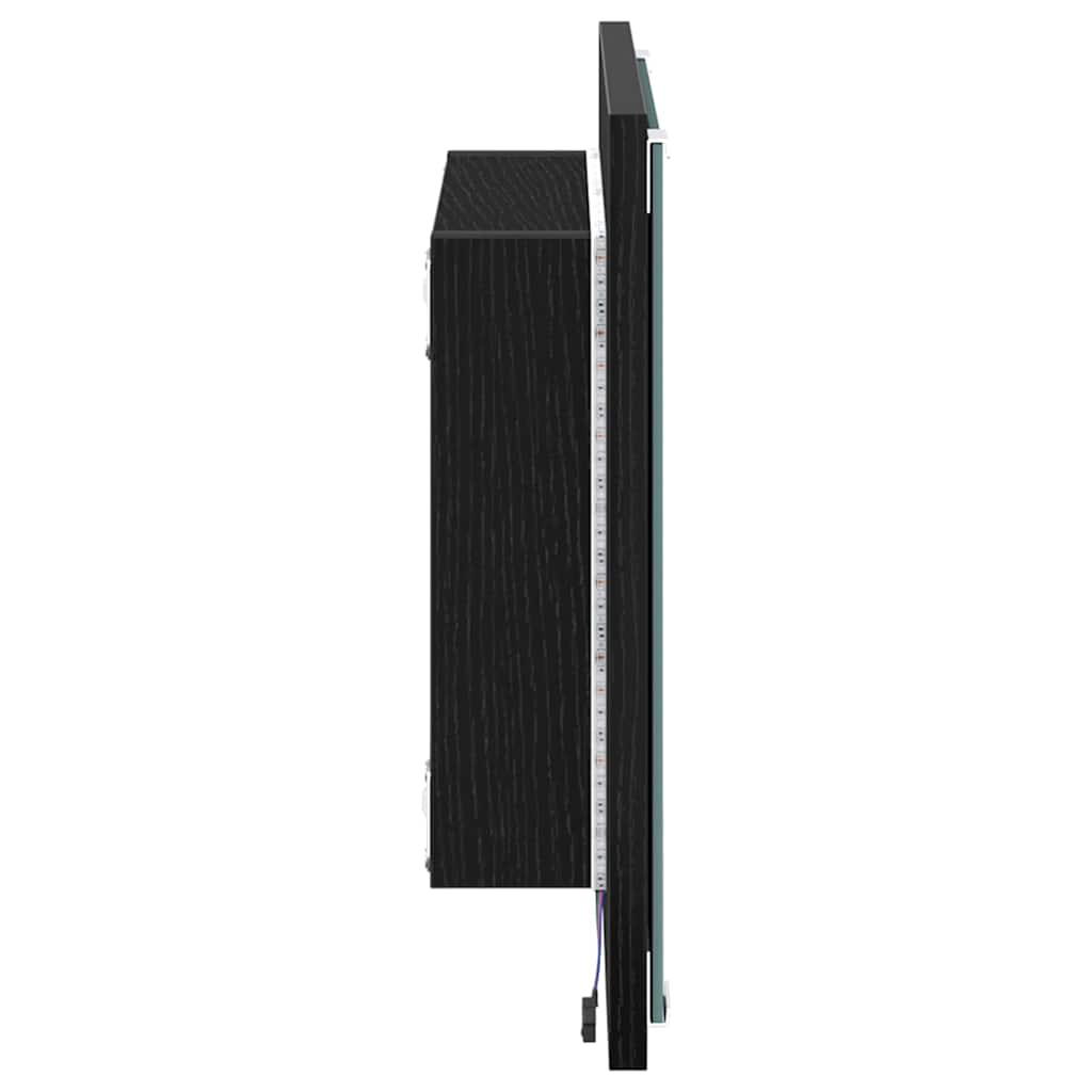 LED badeværelsesspejl Sort eg 40 x 37 x 8.5 cm Konstrueret træ