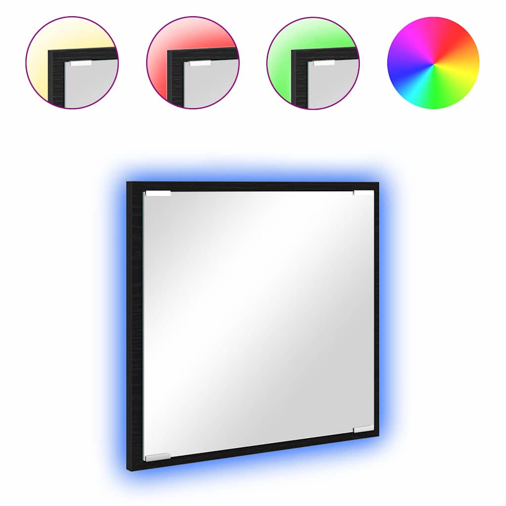 LED badeværelsesspejl Sort eg 40 x 37 x 8.5 cm Konstrueret træ