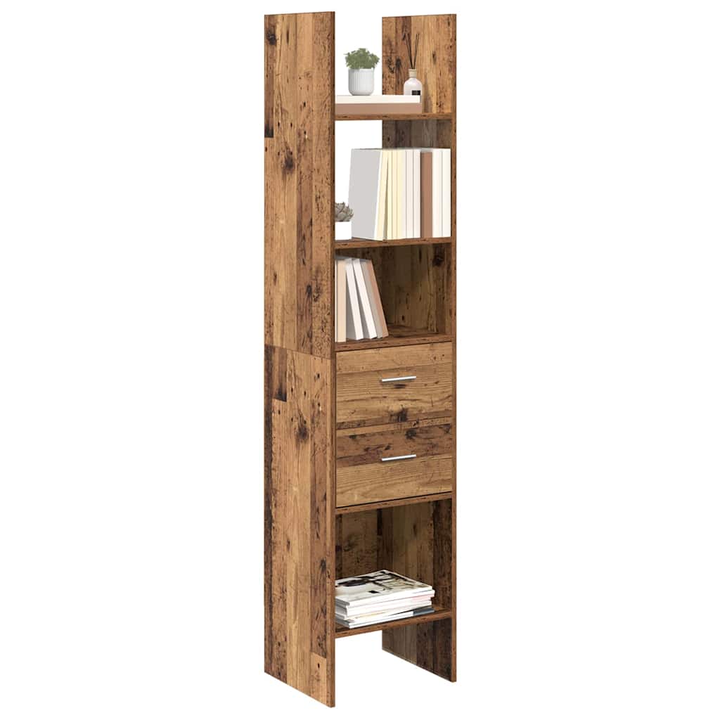 Bogskab 2 niveauer 40 x 35 x 180 cm Konstrueret træ Gammelt træ