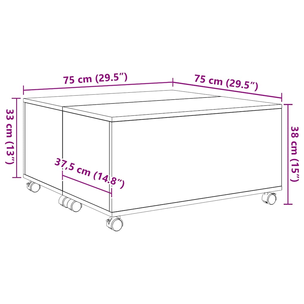 Sofabord Gammelt træ 75 x 75 x 38 cm Konstrueret træ