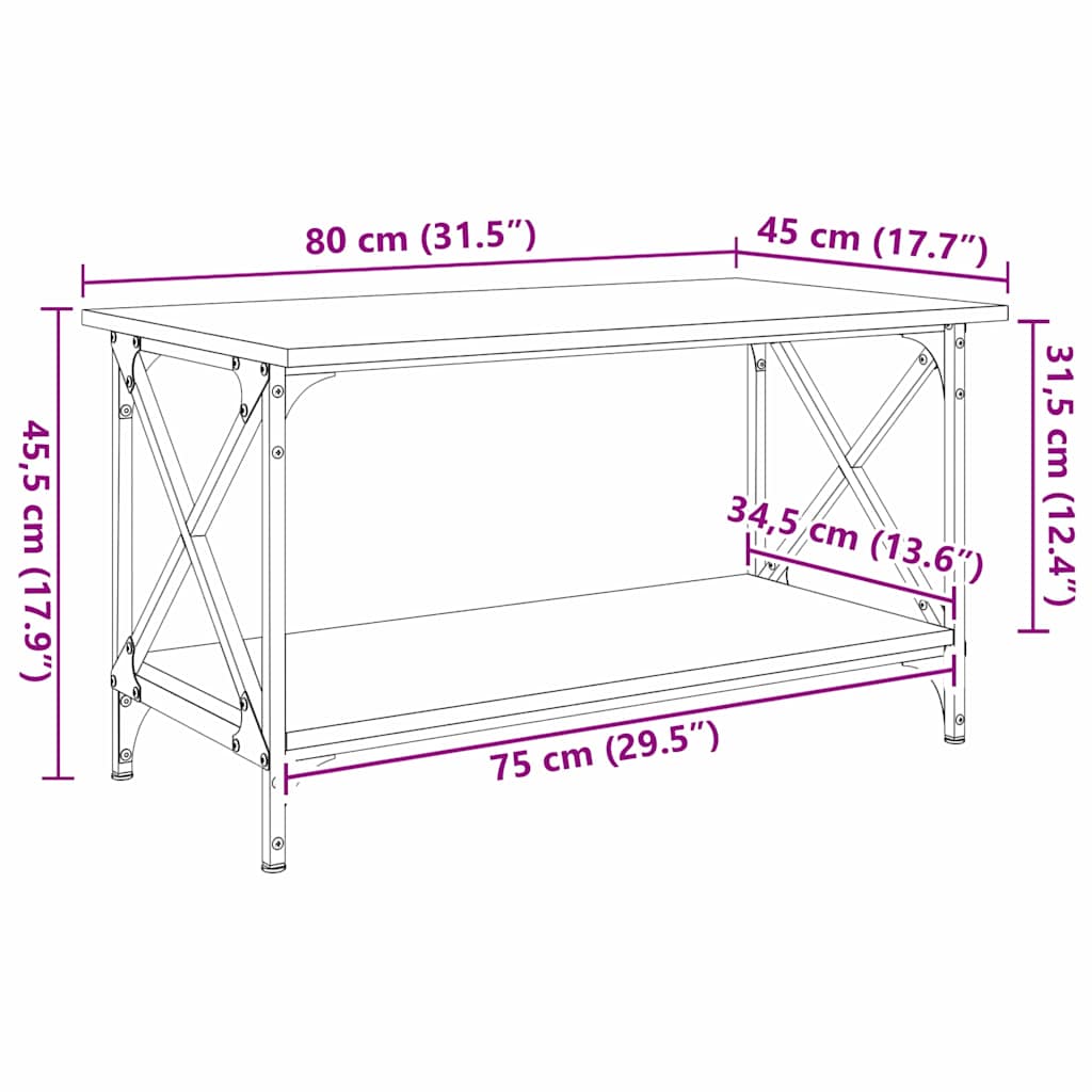 Sofabord Gammelt træ 80 x 45 x 45.5 cm Konstrueret træ