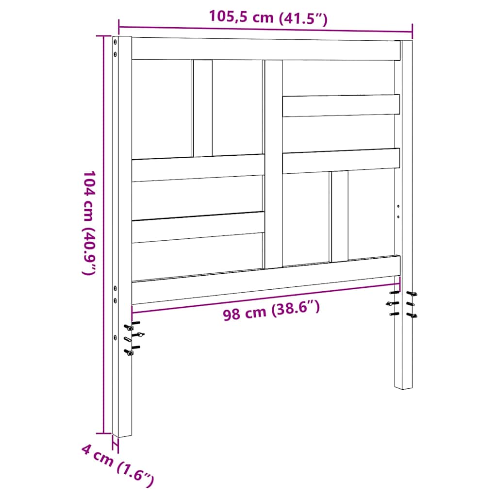 Senge Hovedgærde Voks brun 105,5 x 4 x 104 cm Massiv fyrretræ