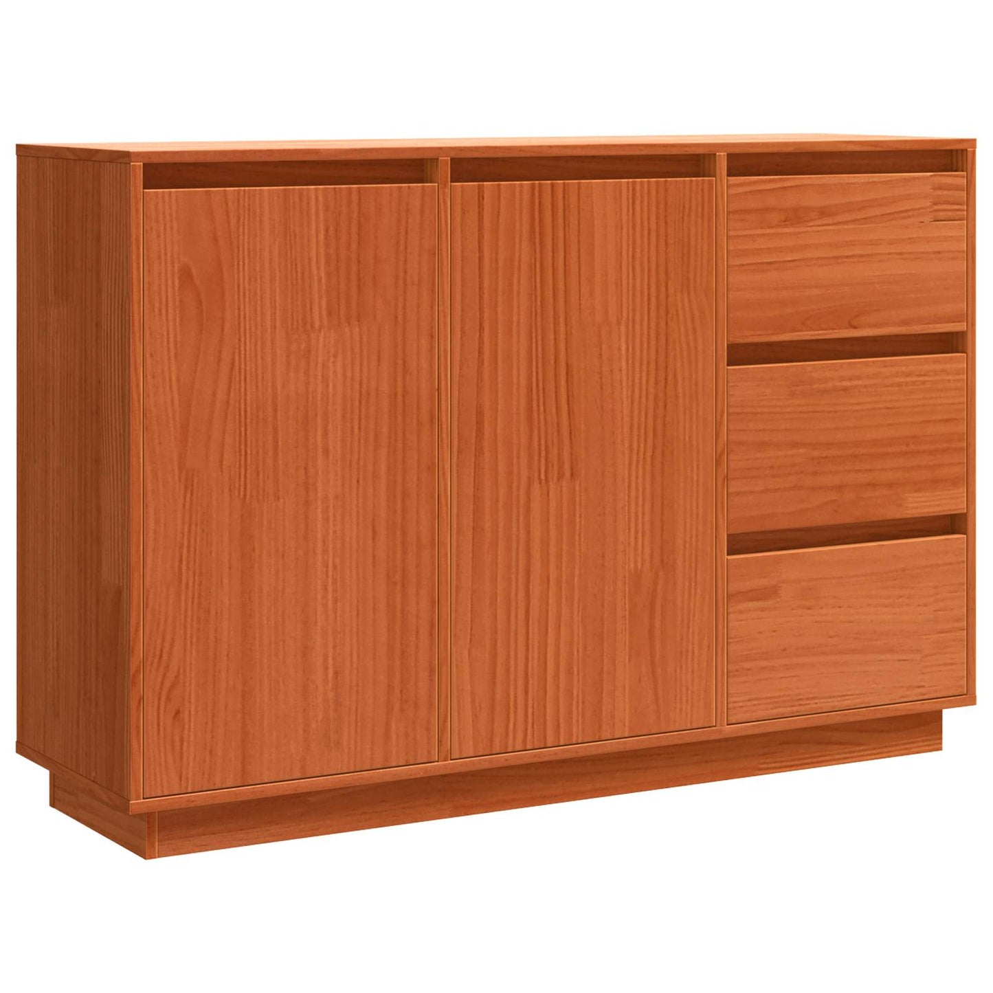 Sideboard med skuffe Brun eg 111 x 34 x 75 cm Massiv fyrretræ