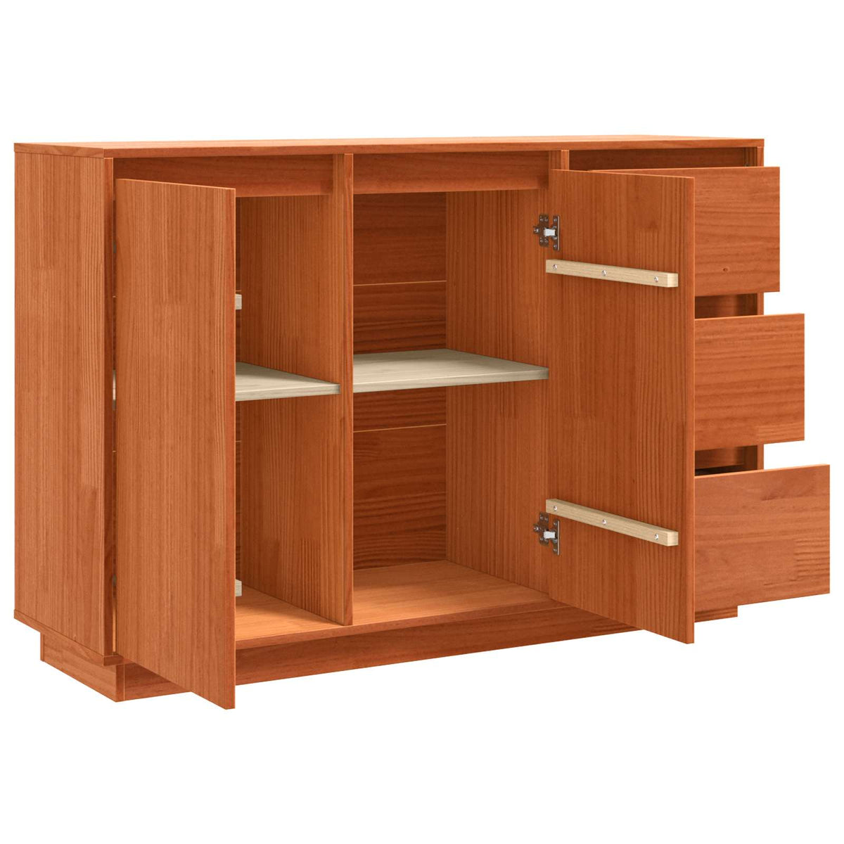 Sideboard med skuffe Brun eg 111 x 34 x 75 cm Massiv fyrretræ