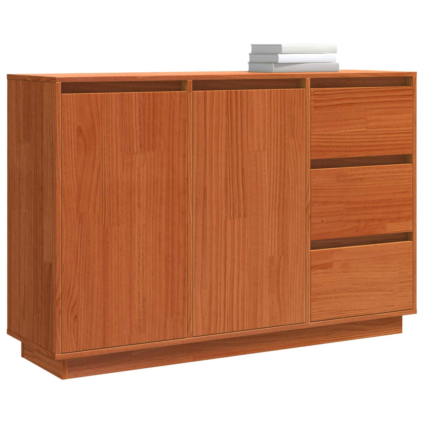 Sideboard med skuffe Brun eg 111 x 34 x 75 cm Massiv fyrretræ