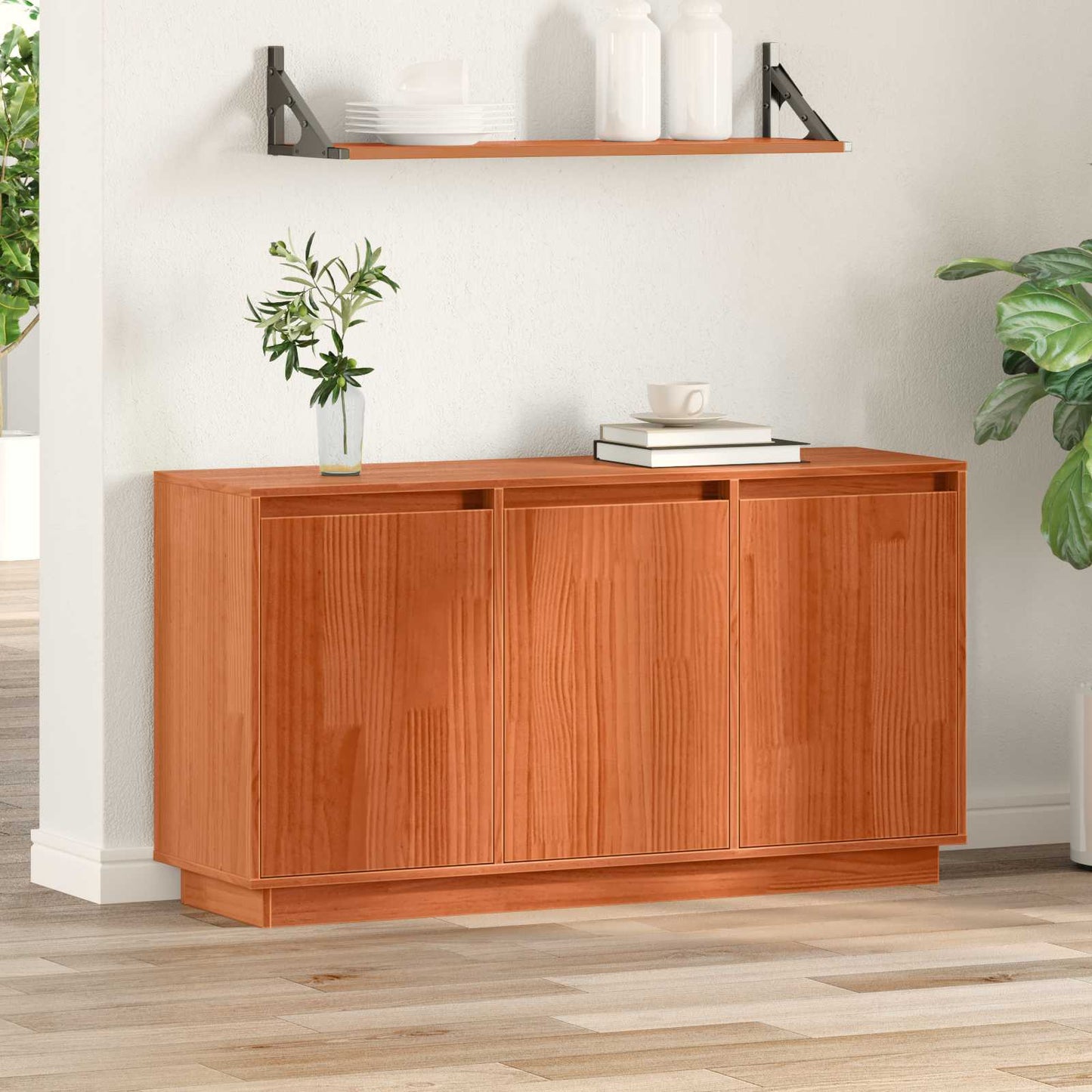 Sideboard Brun eg 111 x 34 x 60 cm Massiv fyrretræ