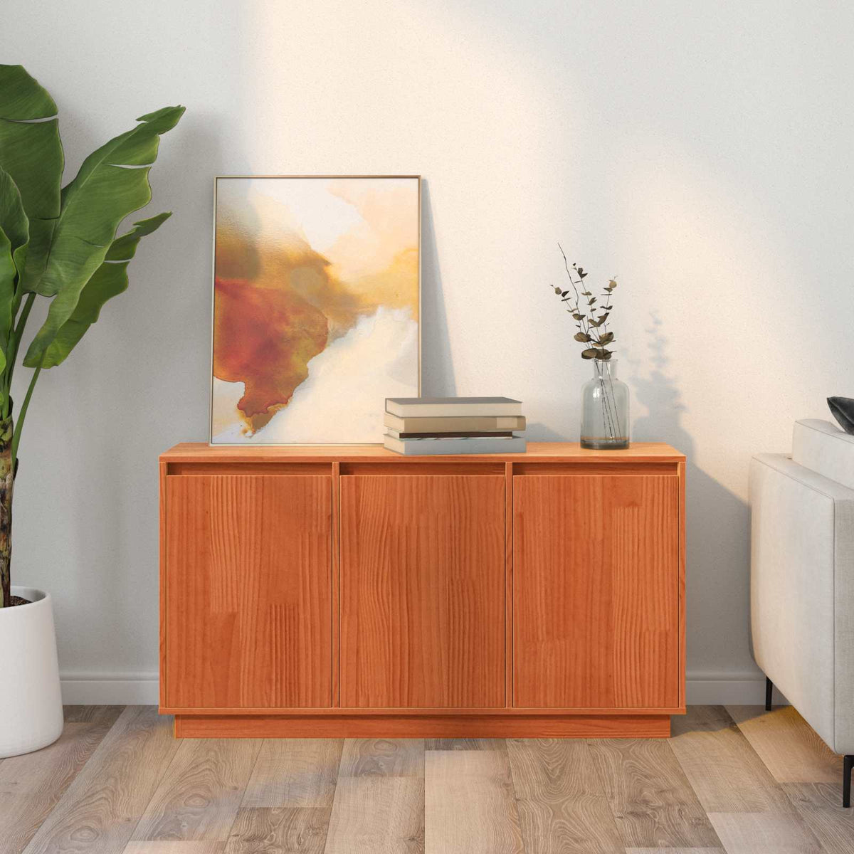 Sideboard Brun eg 111 x 34 x 60 cm Massiv fyrretræ