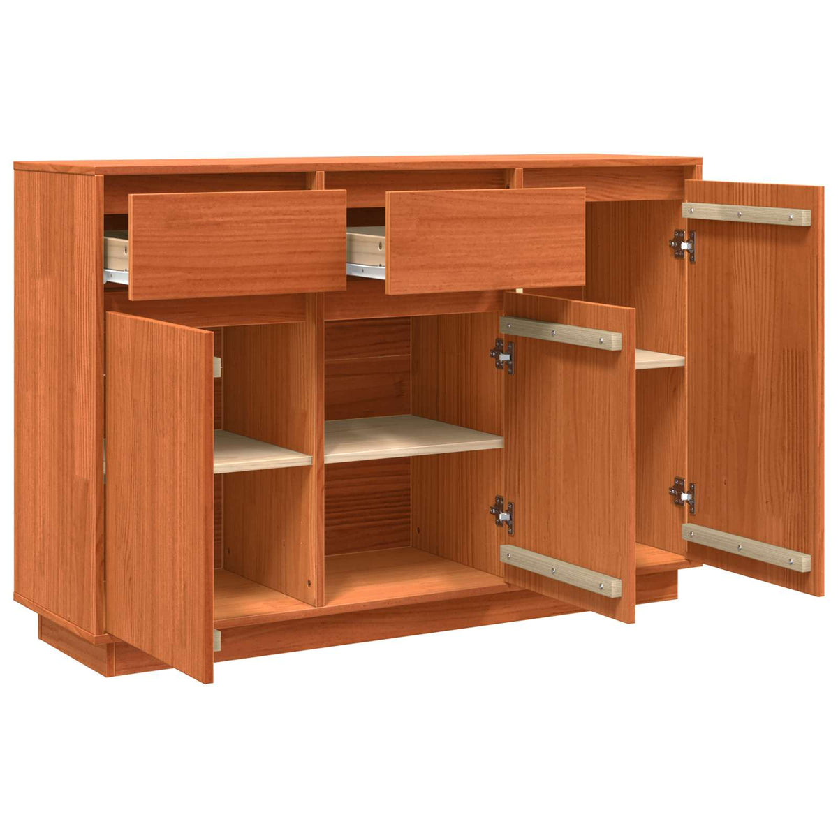 Sideboard med skuffe Voks brun 110 x 34 x 75 cm Massiv fyrretræ