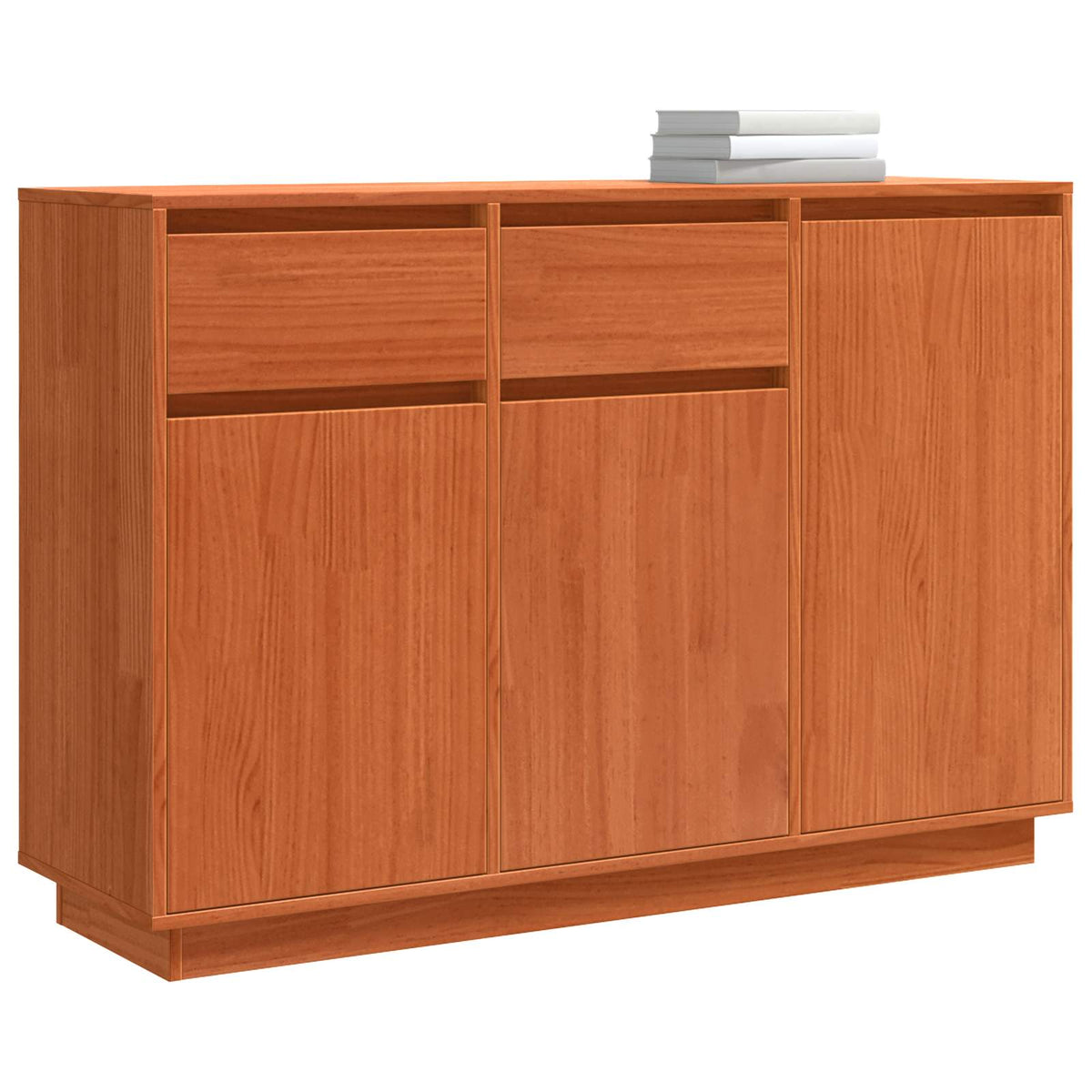 Sideboard med skuffe Voks brun 110 x 34 x 75 cm Massiv fyrretræ
