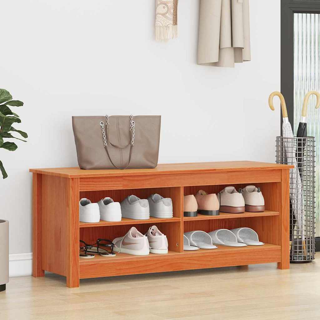Opbevaringsbænk 110 x 38 x 45,5 cm Massivt fyrretræ Voksbrun