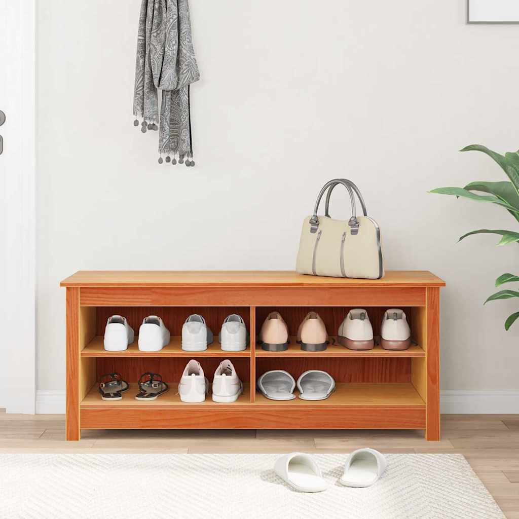 Opbevaringsbænk 110 x 38 x 45,5 cm Massivt fyrretræ Voksbrun