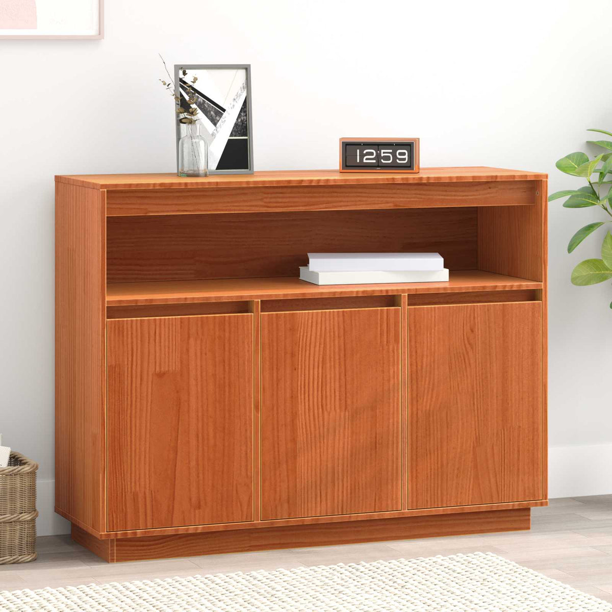Sideboard Voks brun 104,5 x 34 x 80 cm Massiv fyrretræ