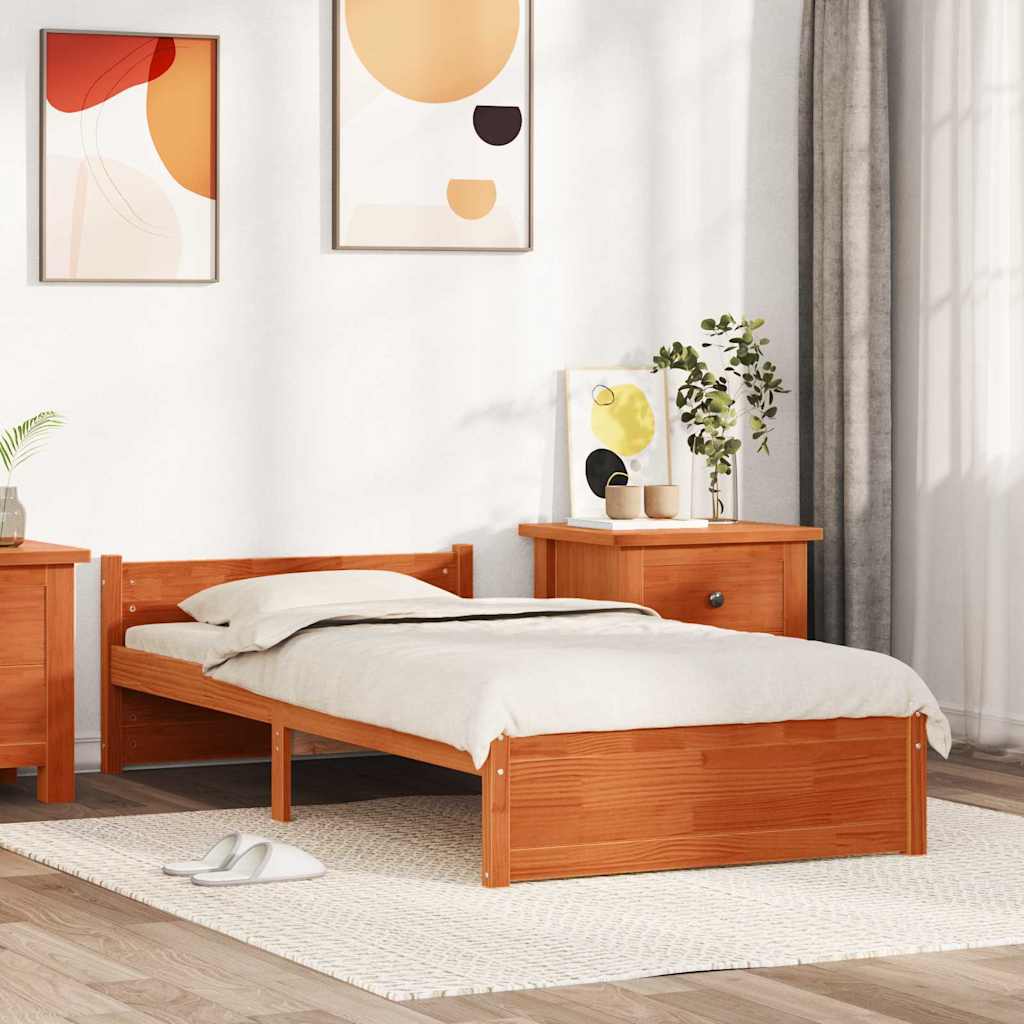 Sengestel Voks brun 195,5 x 95,5 x 51 cm Massiv fyrretræ