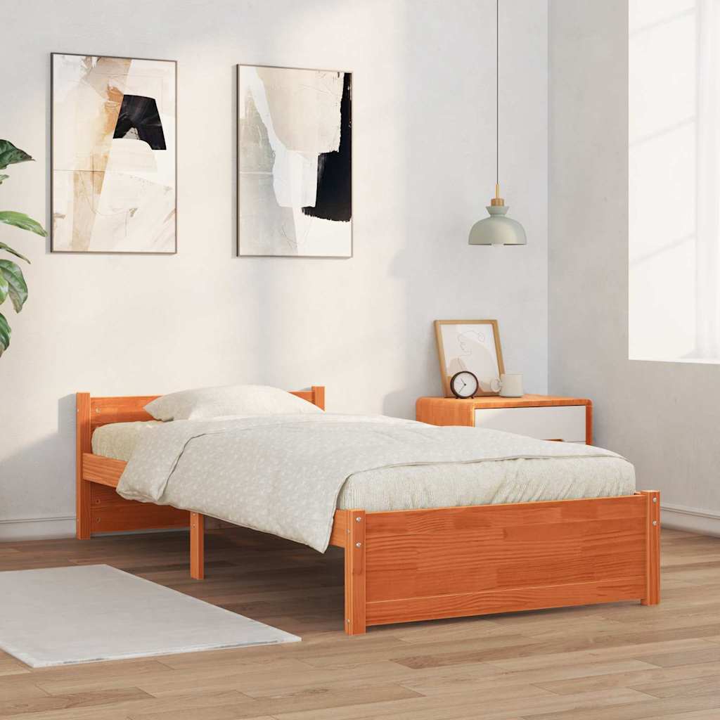 Sengestel Voks brun 195,5 x 95,5 x 51 cm Massiv fyrretræ