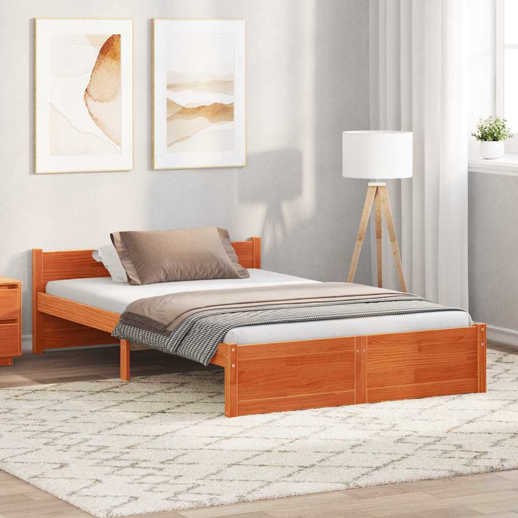 Sengestel Voks brun 195,5 x 125,5 x 51 cm Massiv fyrretræ