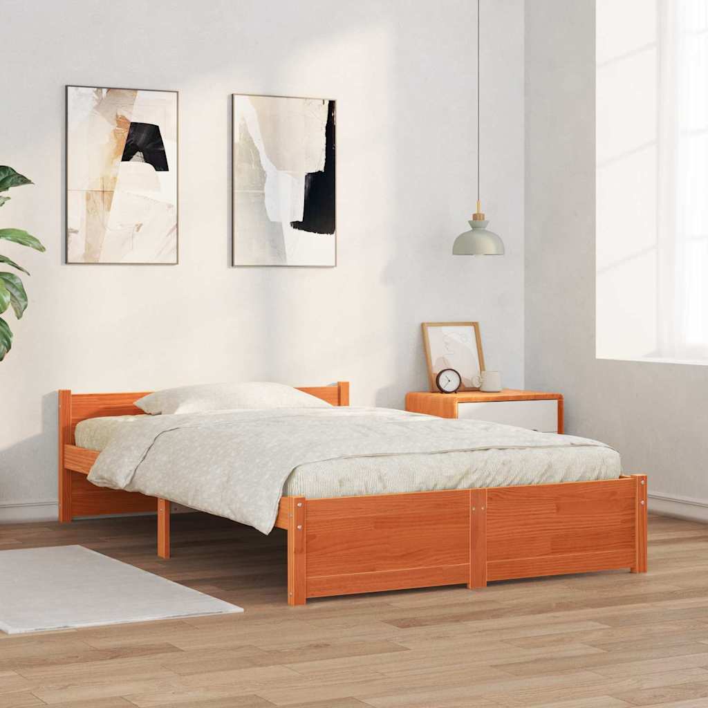 Sengestel Voks brun 195,5 x 125,5 x 51 cm Massiv fyrretræ