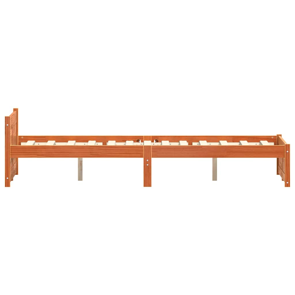 Sengestel Voks brun 195,5 x 125,5 x 51 cm Massiv fyrretræ