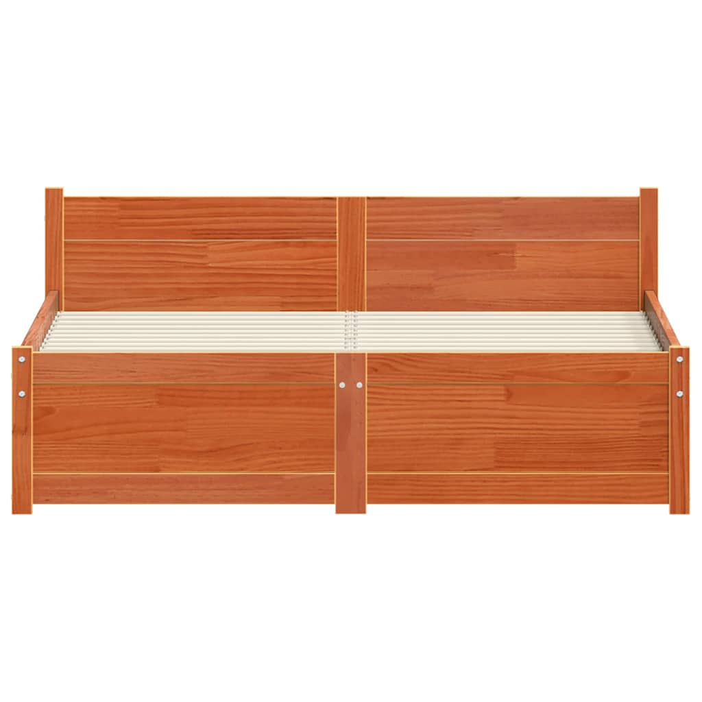 Sengestel Voks brun 195,5 x 140,5 x 51 cm Massiv fyrretræ