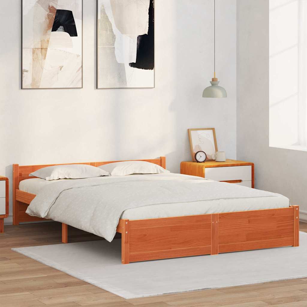 Sengestel Voks brun 205,5 x 165,5 x 51 cm Massiv fyrretræ