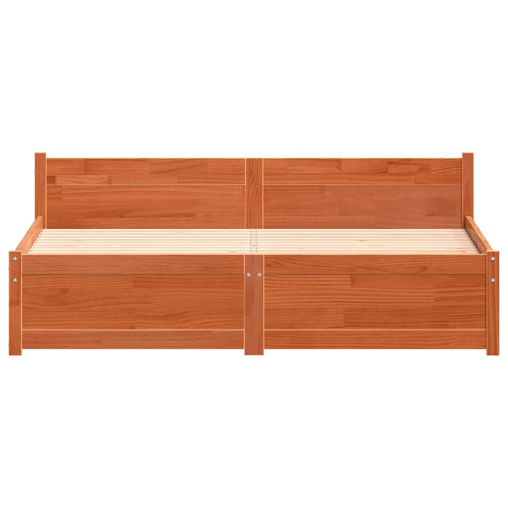 Sengestel Voks brun 205,5 x 165,5 x 51 cm Massiv fyrretræ