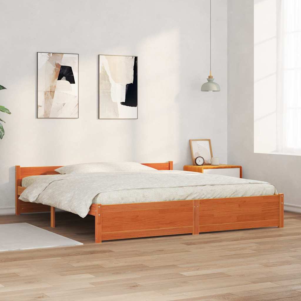 Sengestel Voks brun 205,5 x 185,5 x 51 cm Massiv fyrretræ