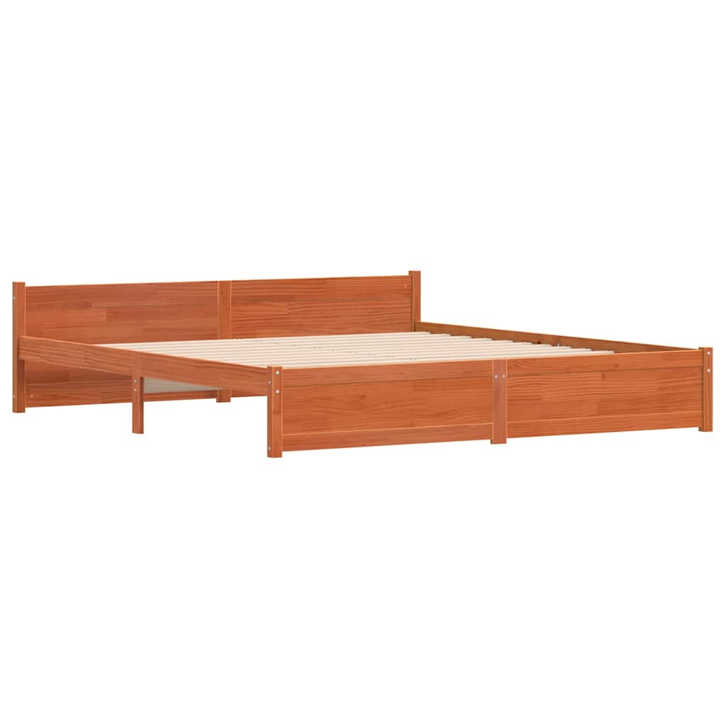 Sengestel Voks brun 205,5 x 185,5 x 51 cm Massiv fyrretræ