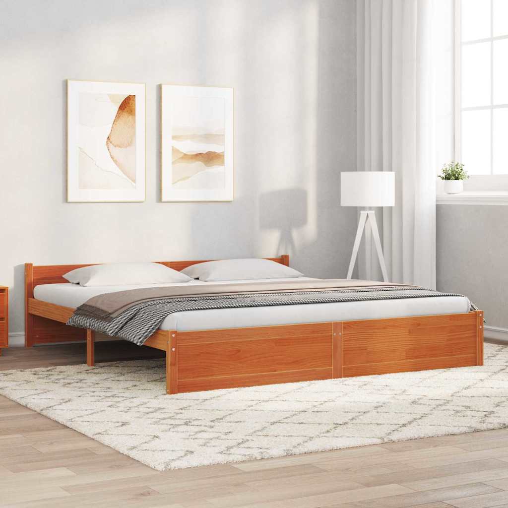 Sengestel Voks brun 205,5 x 205,5 x 51 cm Massiv fyrretræ